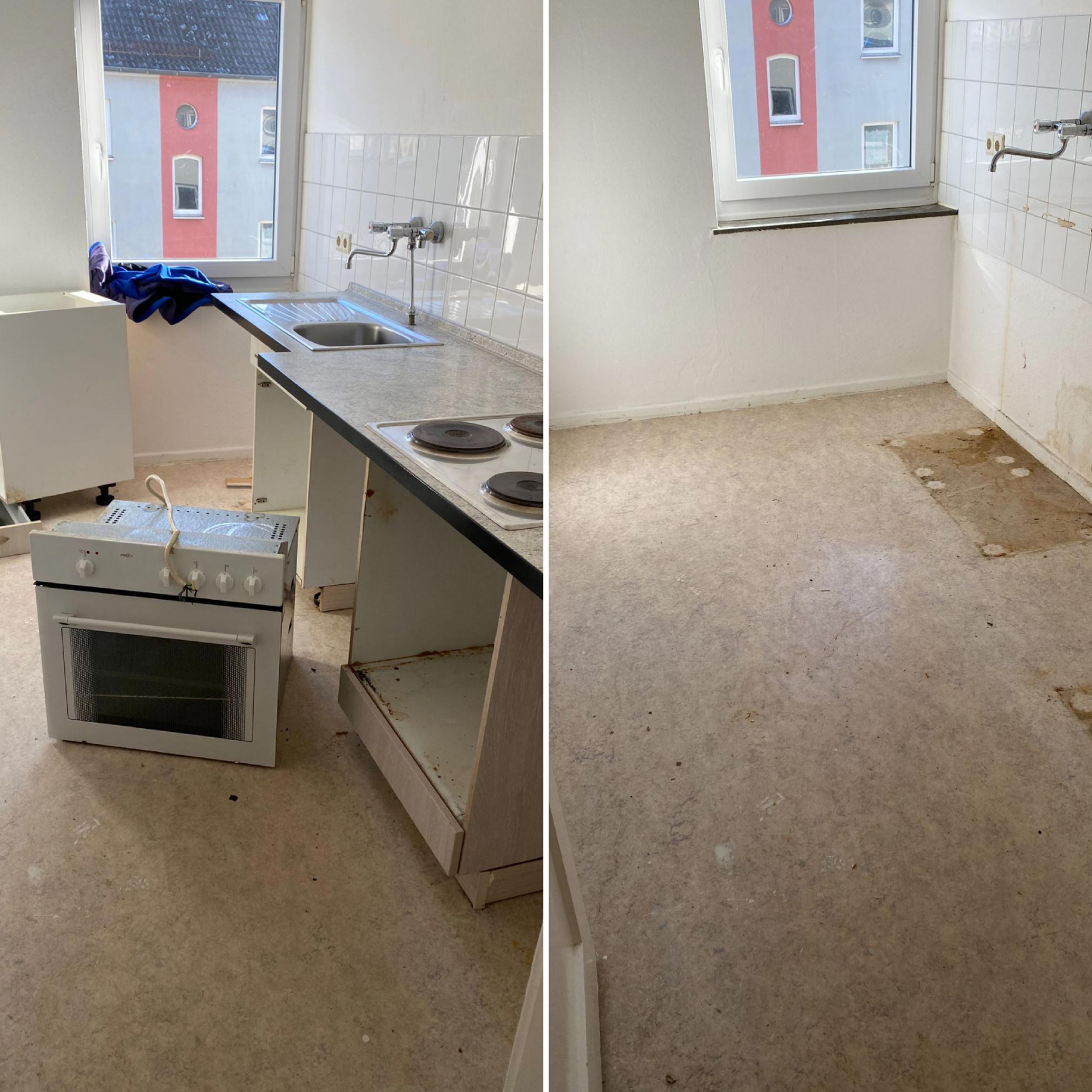 Vorher- und Nachherbild beim Küchenausbau